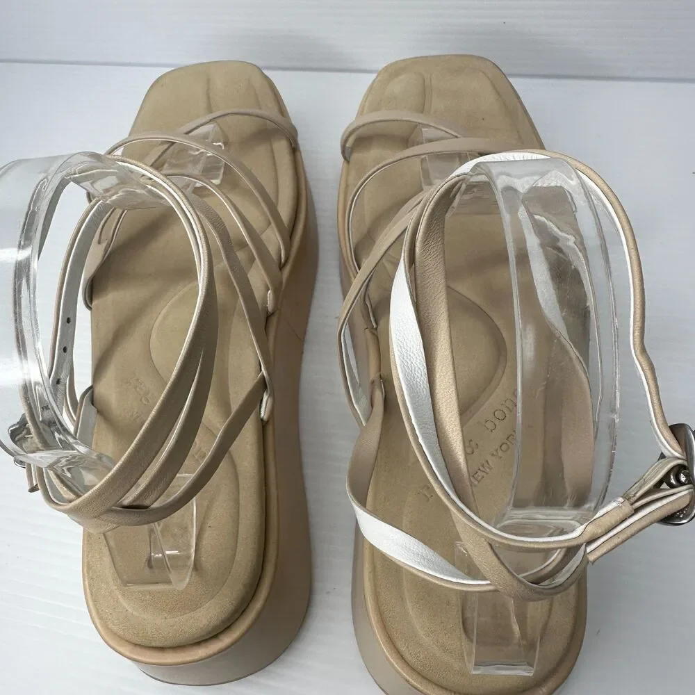 Rag & Bone Flatform Sandals 10 Strappy Minimalist Festival Neutral Tan Logan